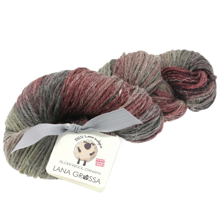 Lana Grossa SLOW WOOL CANAPA HAND DYED | 103-marrón rojo/borgoña/gris marrón