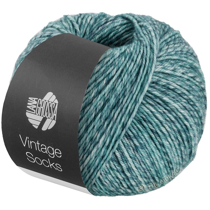 Lana Grossa Vintage Socks | 1003-menta mezcla/gris azul mezcla/jeans mezcla/octanaje mezcla