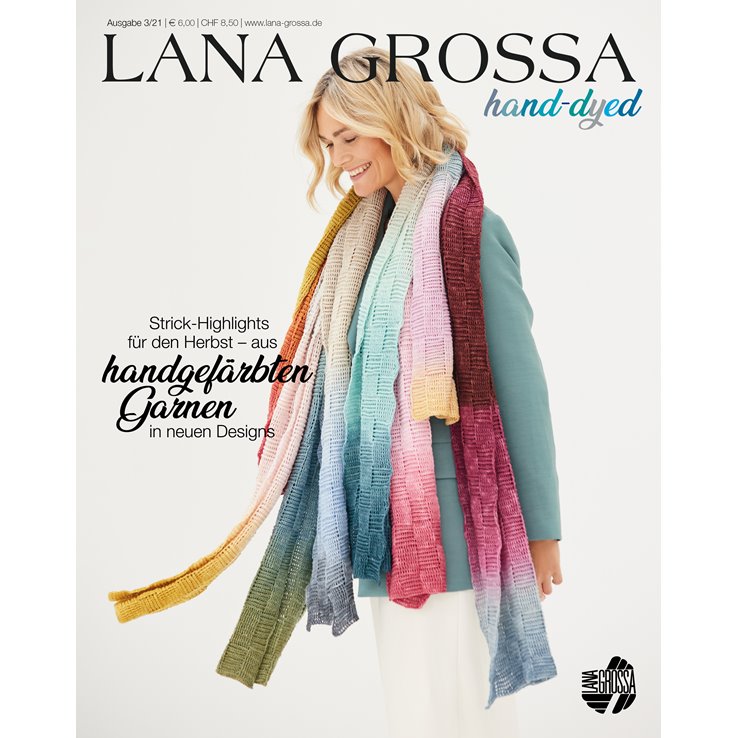Lana Grossa HAND-DYED No. 3 - Revista alemana + instrucciones en inglés