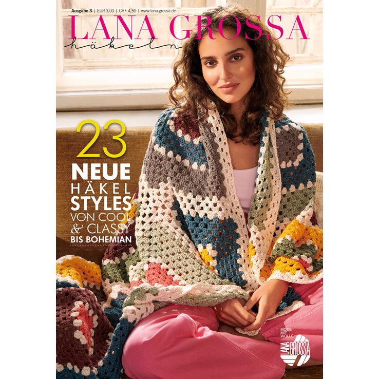 Lana Grossa FILATI Häkeln No. 3 - Revista alemana + instrucciones en inglés
