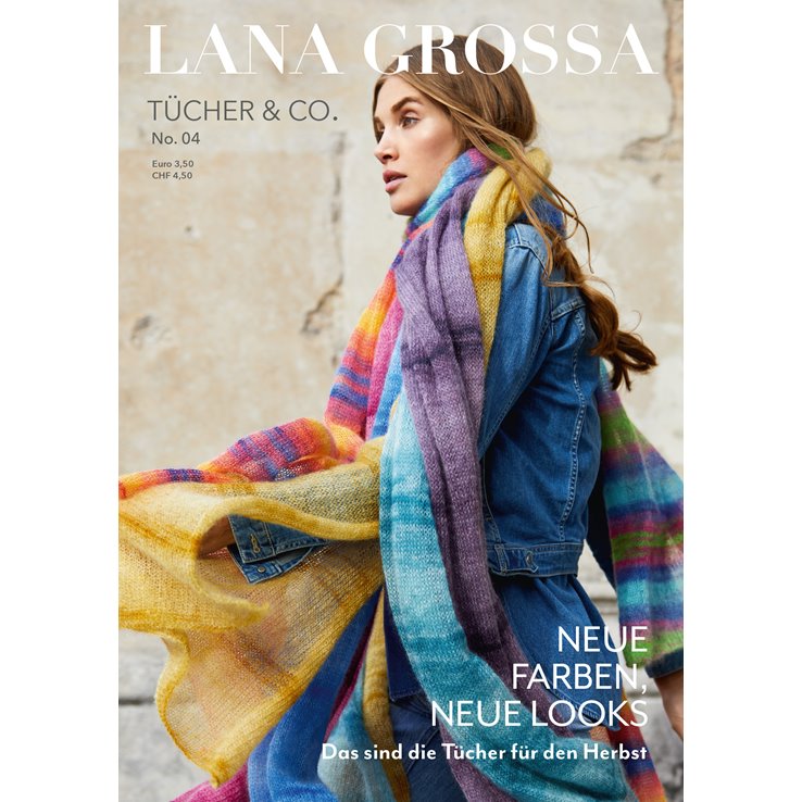 Lana Grossa Tücher & Co. No. 4 - Revista alemana + instrucciones en inglés