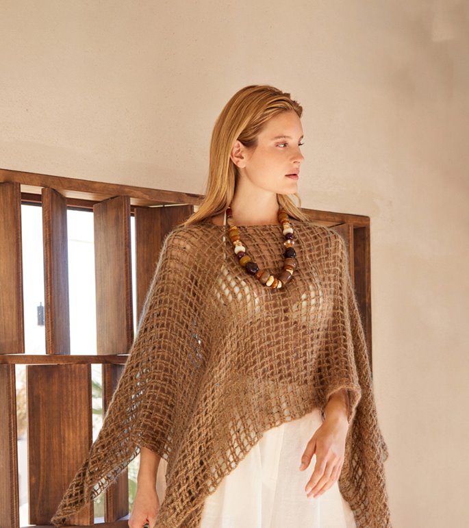 Lana Grossa HÄKELPONCHO Natural Superkid Tweed