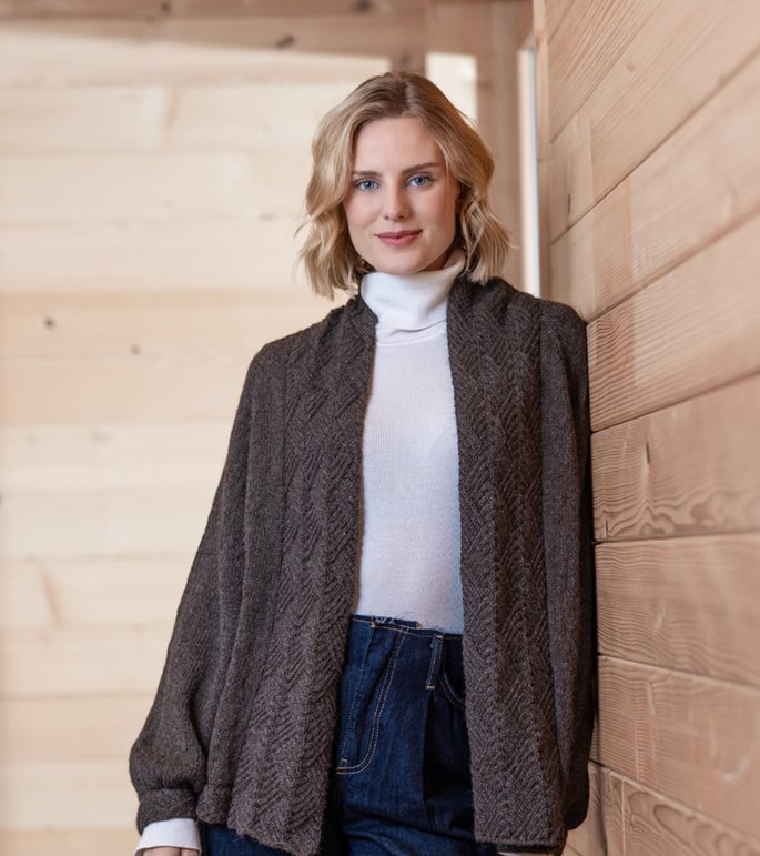 Lana Grossa RVO CARDIGAN Natural Lama Fine