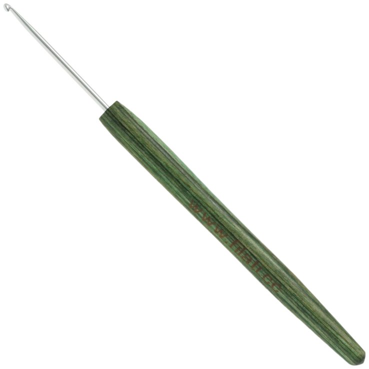 Lana Grossa Aguja de ganchillo aluminio con mango de diseño de madera Signal No. 2,0