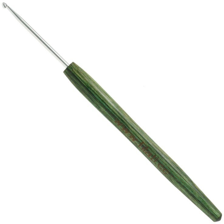 Lana Grossa Aguja de ganchillo aluminio con mango de diseño de madera Signal No. 2,5