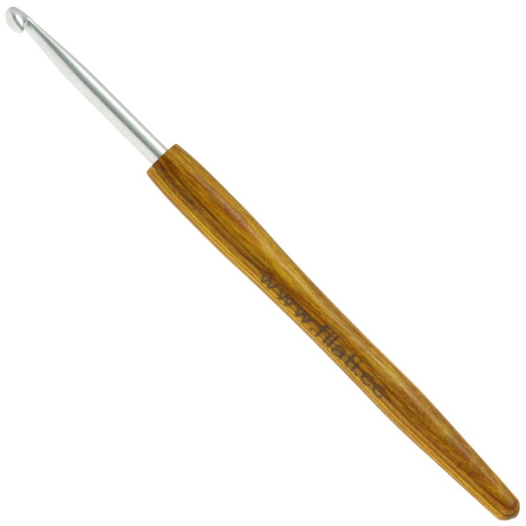 Lana Grossa Aguja de ganchillo aluminio con mango de diseño de madera Signal No. 4,5