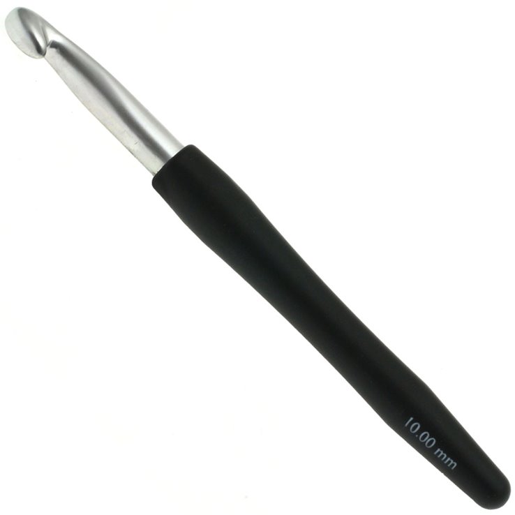 Lana Grossa Aguja de ganchillo con mango suave/aluminio No. 10,0