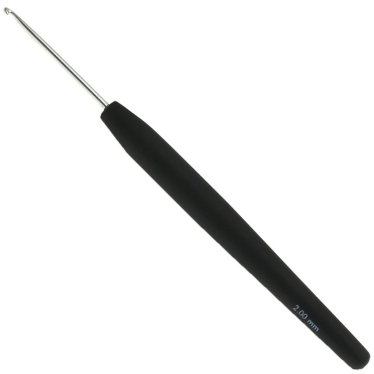 Lana Grossa Aguja de ganchillo con mango suave/aluminio No. 2,0