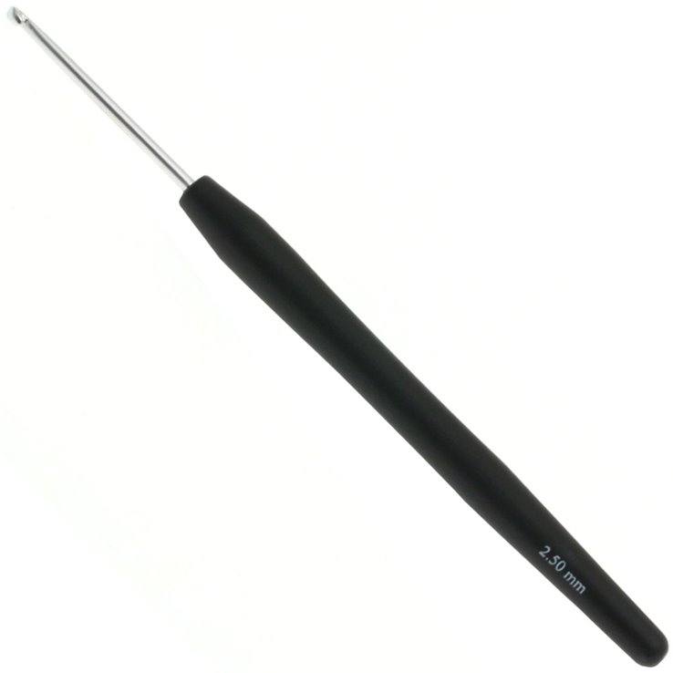 Lana Grossa Aguja de ganchillo con mango suave/aluminio No.  2,5