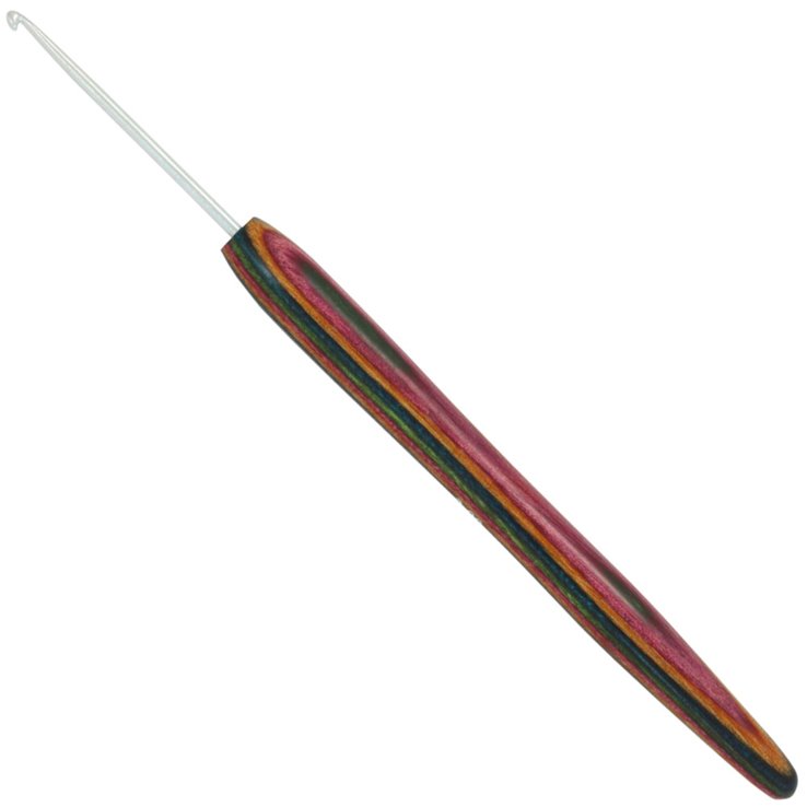 Lana Grossa Aguja de ganchillo aluminio con mango de diseño de madera Color No. 2,0