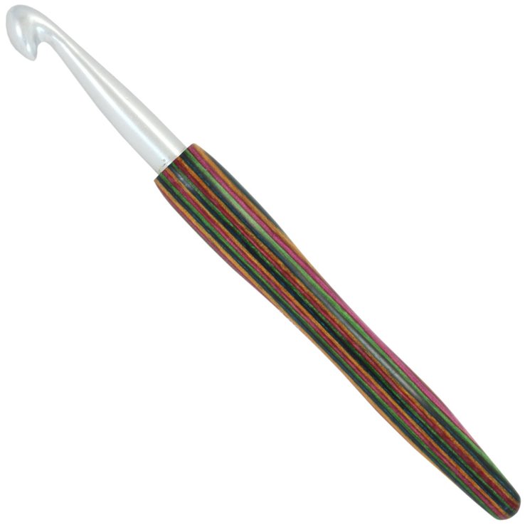 Lana Grossa Aguja de ganchillo aluminio con mango de diseño de madera Color No. 9,0