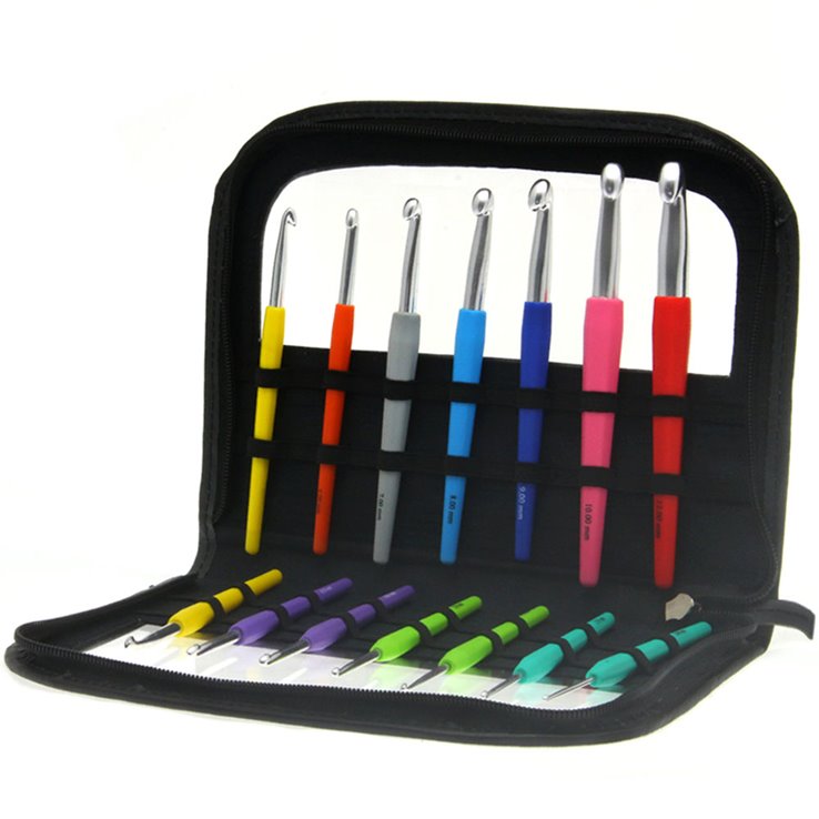Lana Grossa Conjunto de agujas de ganchillo diseño Color (mango suave)