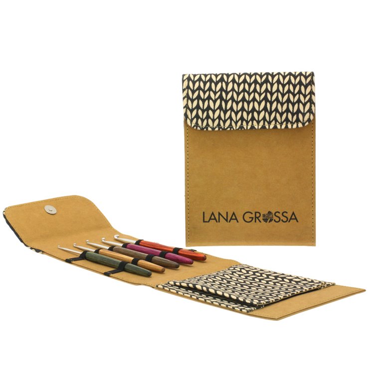 Lana Grossa Conjunto de agujas de ganchillo diseño de madera Signal (marrón)