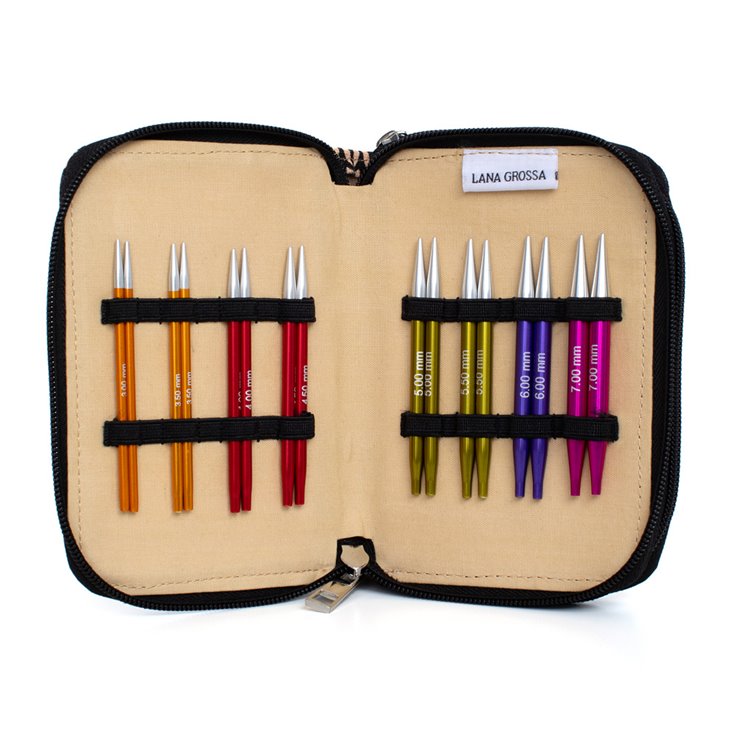 Lana Grossa Conjunto de agujas (cortas) Aluminium Rainbow