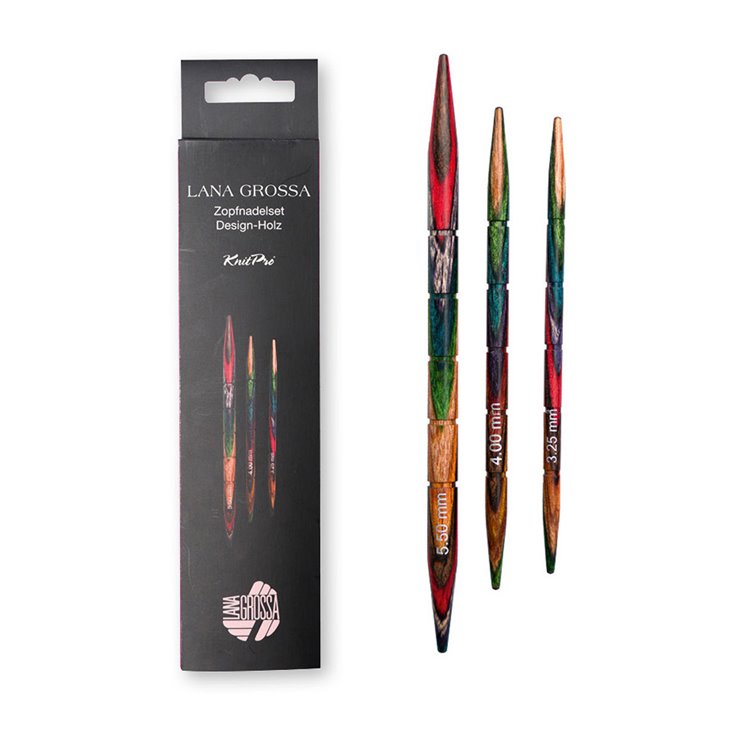 Lana Grossa Conjunto de agujas de cable de diseño de madera